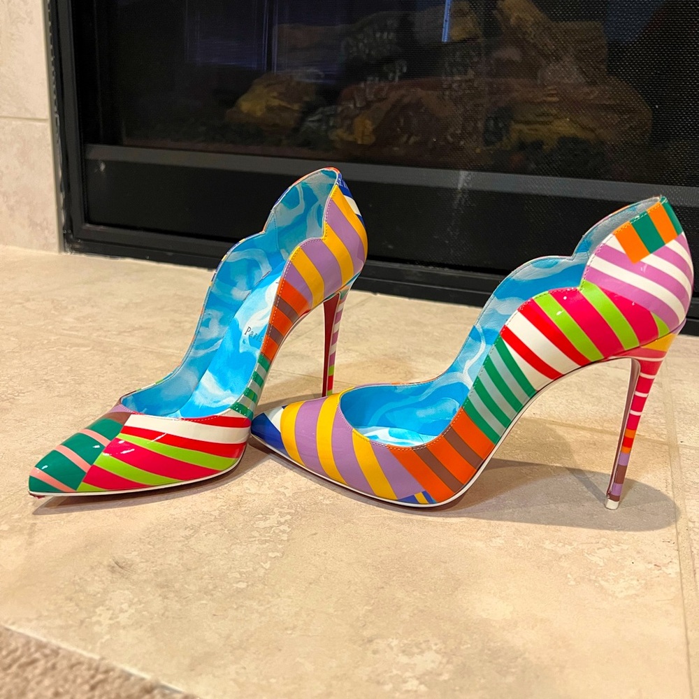 Christian Louboutin HOT CHICK 100 Scallop Heels Pumps Shoes Grand BainStiletto - Picture 4 of 11